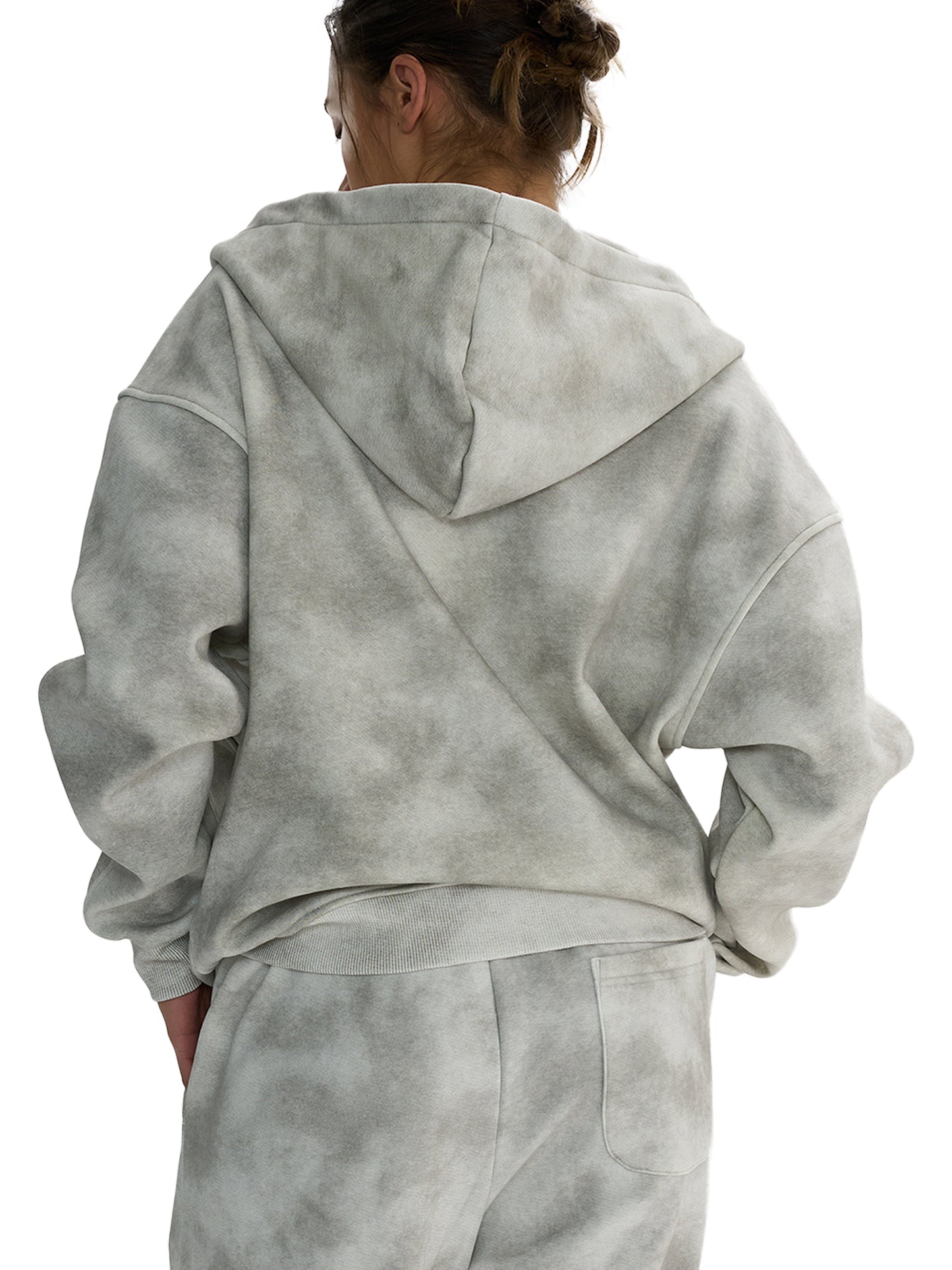 Panda Pot Dirty Washed Panda Pot Zip-Up Fleece Hoodie