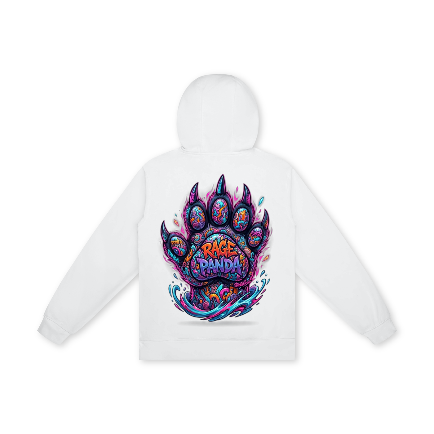 Graffiti Rage Panda Paw Print 100% Cotton Hoodie