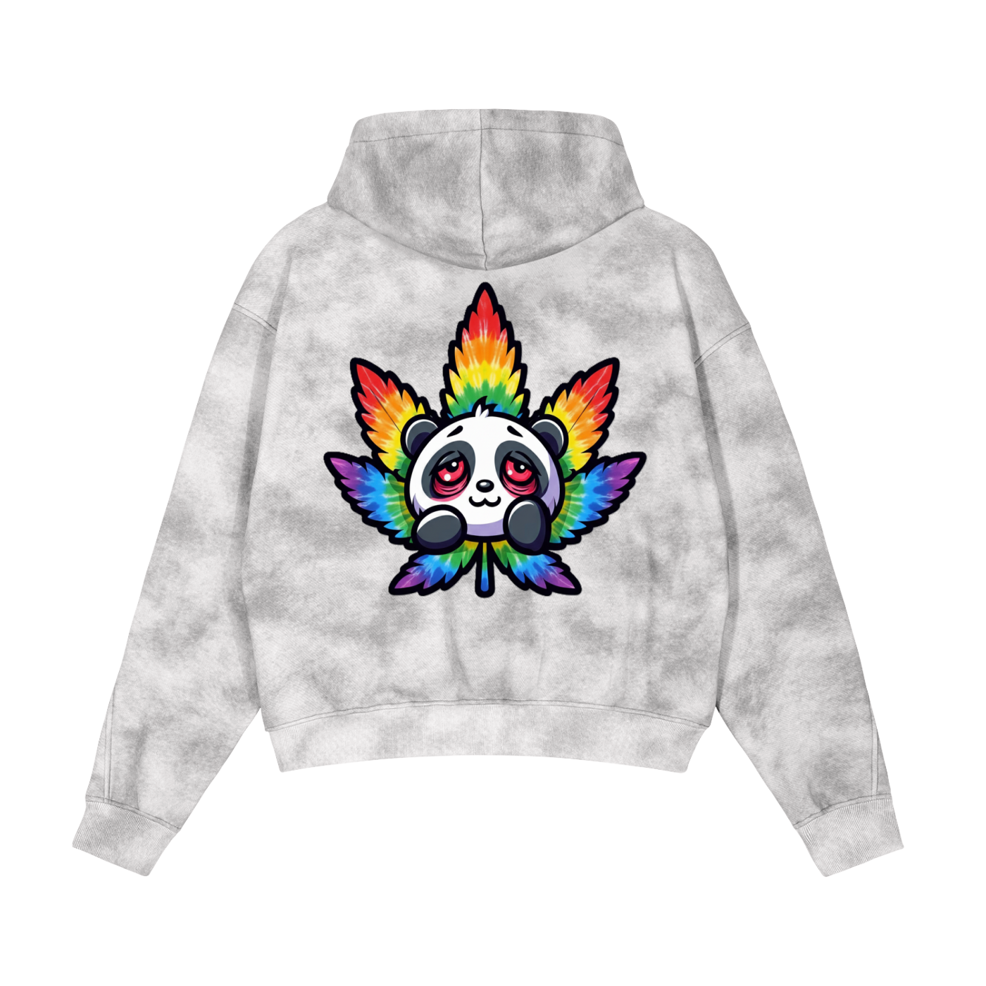 Panda Pot Dirty Washed Panda Pot Zip-Up Fleece Hoodie