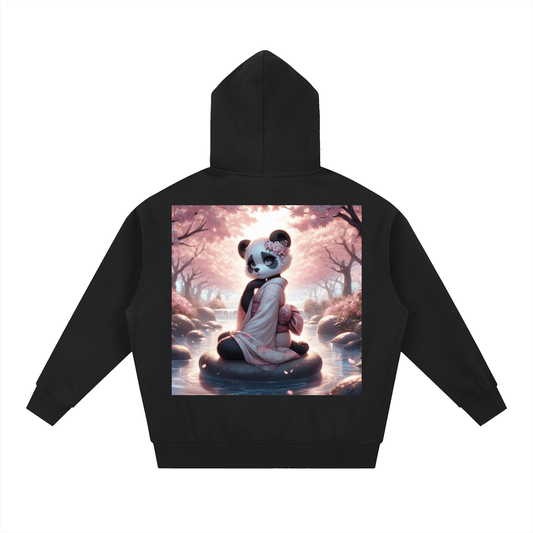 Panda Geisha Girl 2 Fleece Boxy Hoodie