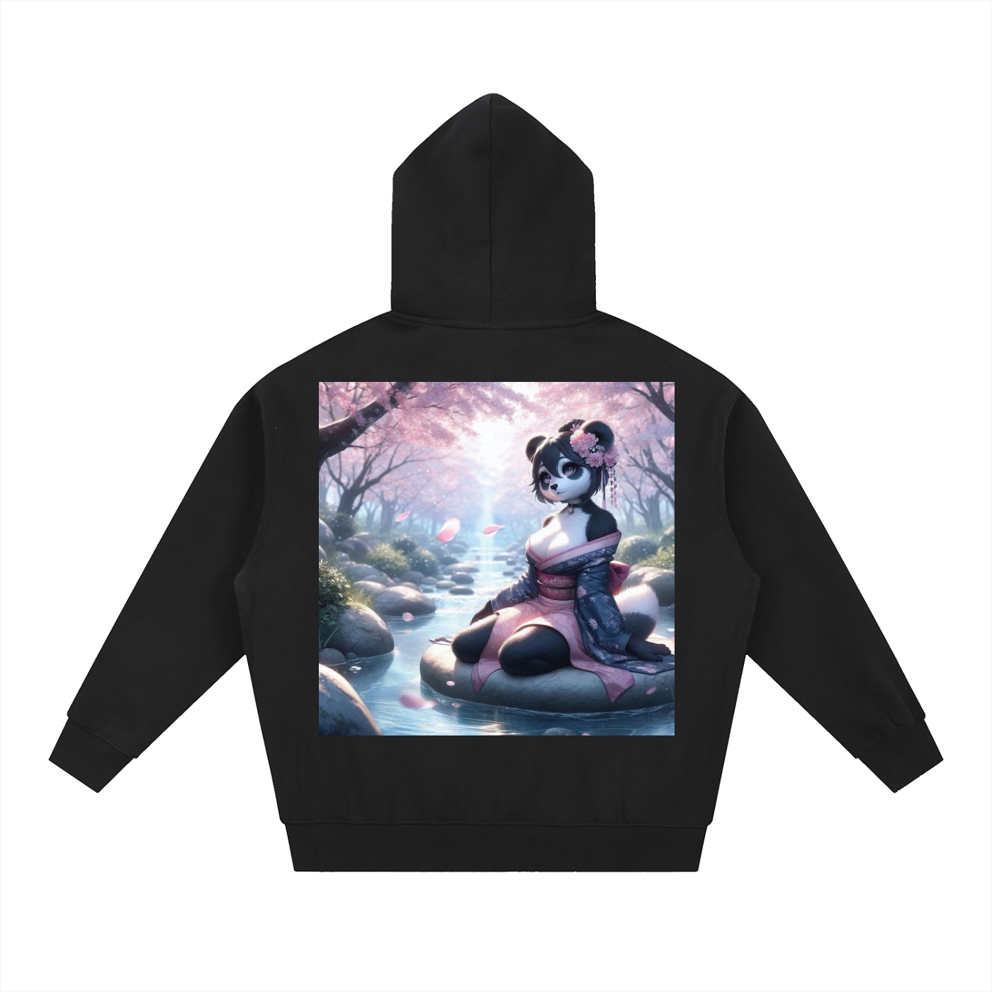 Panda Geisha Girl 3 Fleece Boxy Hoodie