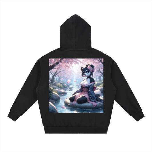 Panda Geisha Girl 3 Fleece Boxy Hoodie