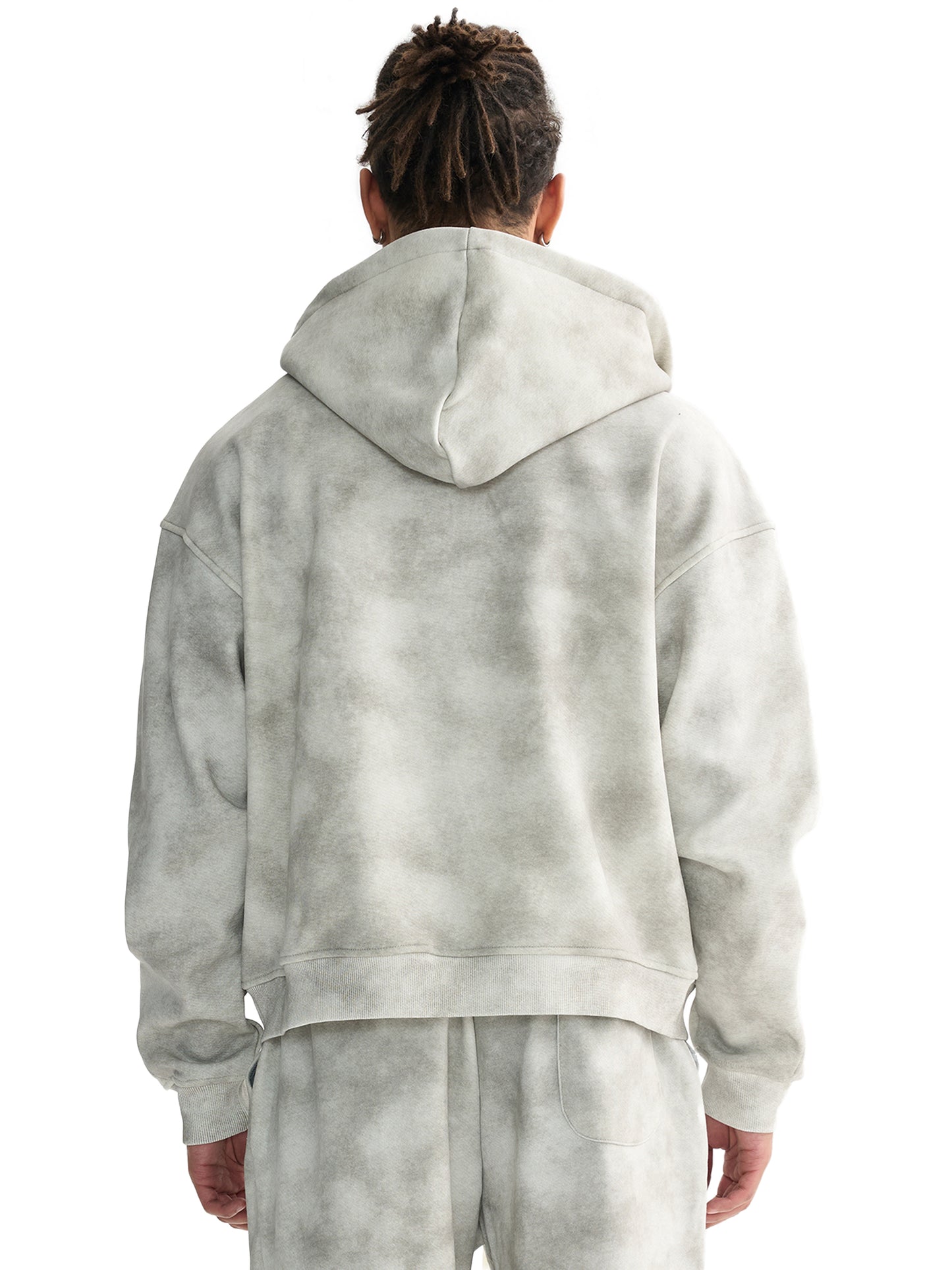 Panda Pot Dirty Washed Panda Pot Zip-Up Fleece Hoodie
